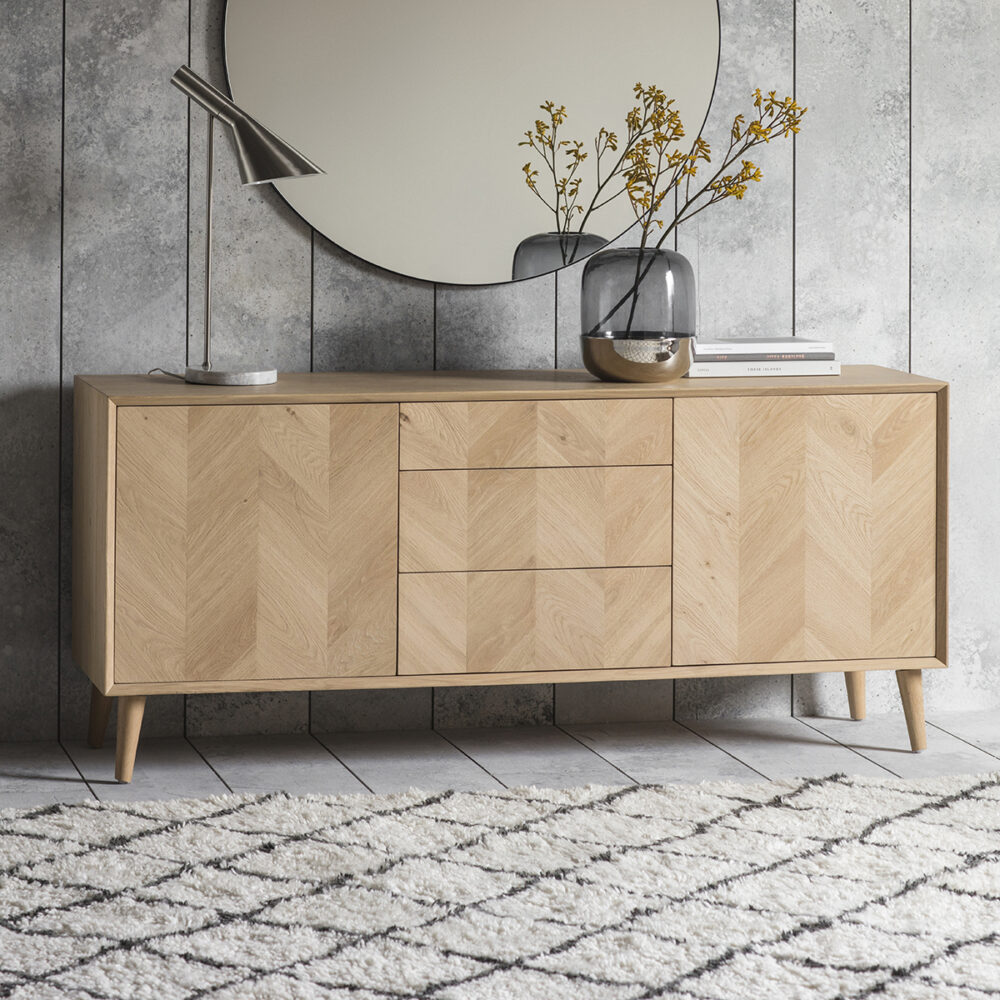 Chevron 2 Door 3 Drawer Sideboard – Free Delivery